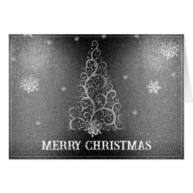 Christmas Tree Glitter and Snowflakes | Silver (Front Horizontal)