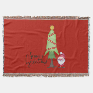 Christmas Tree & Gnome Throw Blanket
