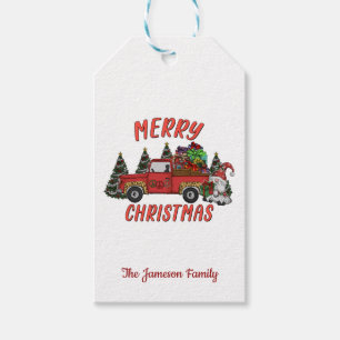 Christmas Tree Gnome Truck Gift Tags
