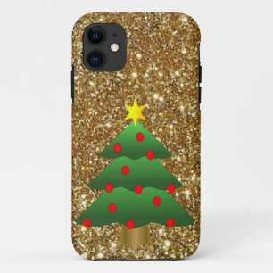 Christmas Tree gold Glitter Case-Mate iPhone Case
