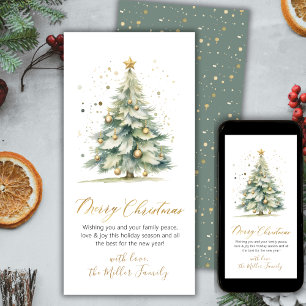 Christmas Tree Gold Script Non Photo Christmas Holiday Card