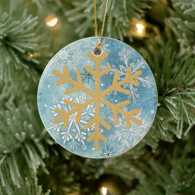 Christmas Tree - Gold Snowflake Ceramic Tree Decoration (Tree)