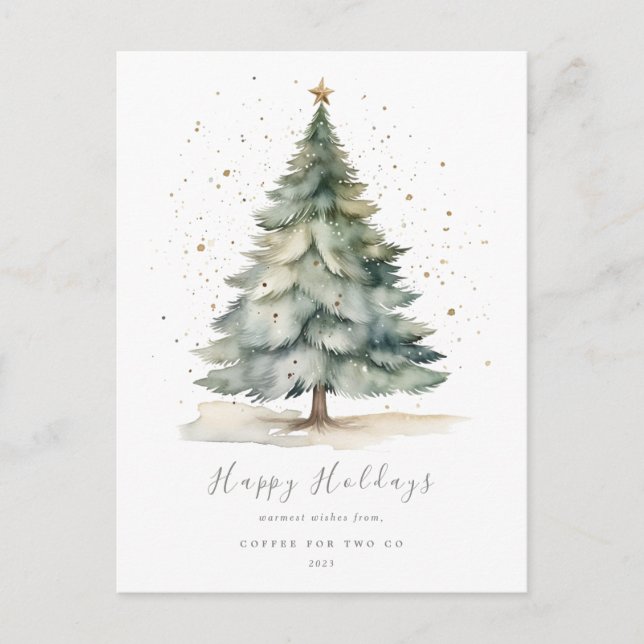 Christmas Tree Gold Star Corporate Postcard (Front)