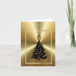 Christmas Tree Golden Hamsa Chrismukkah Card