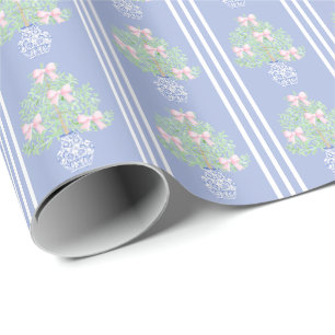 Christmas tree grandmillennial preppy chinoiserie wrapping paper