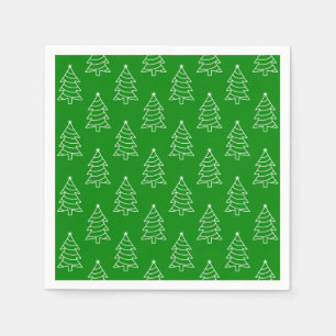 Christmas Tree Green Background Paper Napkin