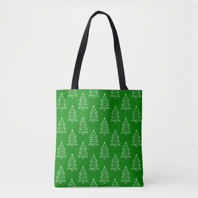 Christmas Tree Green Background Tote Bag (Front)
