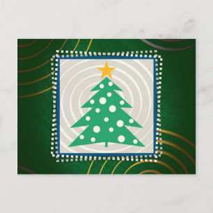 Christmas Tree   Green Decorative Holiday Postcard