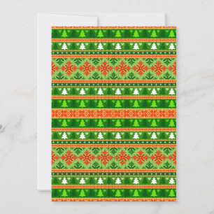 CHRISTMAS TREE GREEN WHITE RED ORNAMENTS  INVITATION