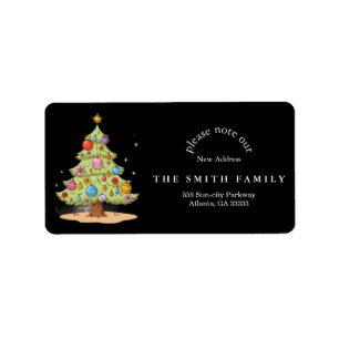 Christmas Tree Greenery & Berry New Address Label