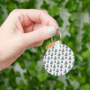 Christmas Tree Hand Drawn Doodles Pattern Key Ring