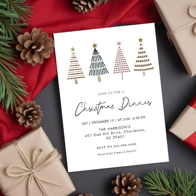 Christmas tree hand drawn Holiday Dinner Christmas Invitation (Creator Uploaded)