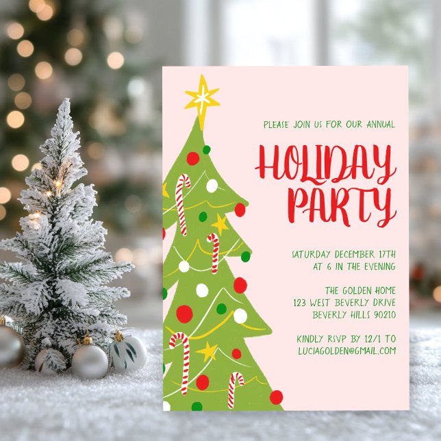 Christmas Tree Hand Drawn Holiday Party CUSTOM  Invitation (Christmas Tree Hand Drawn Holiday Party CUSTOM Invitation
)