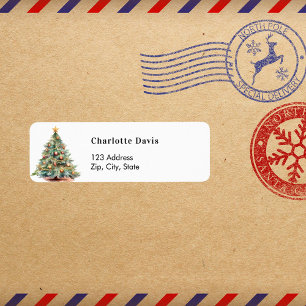 Christmas tree hand-drawn return address