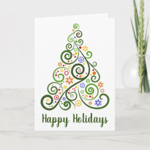 Christmas Tree Happy Holidays Greeting Card