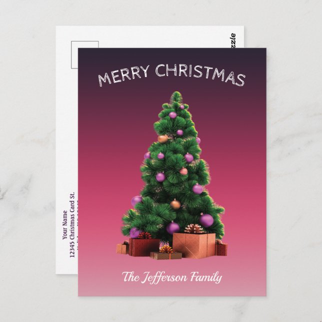 Christmas Tree Happy New Year Holidays Personalise Postcard (Front/Back)