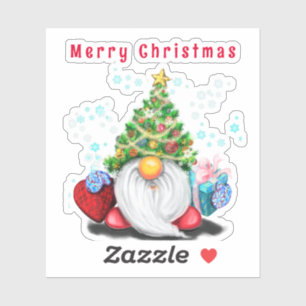 Christmas Tree Hat Gnome with Gifts Sticker