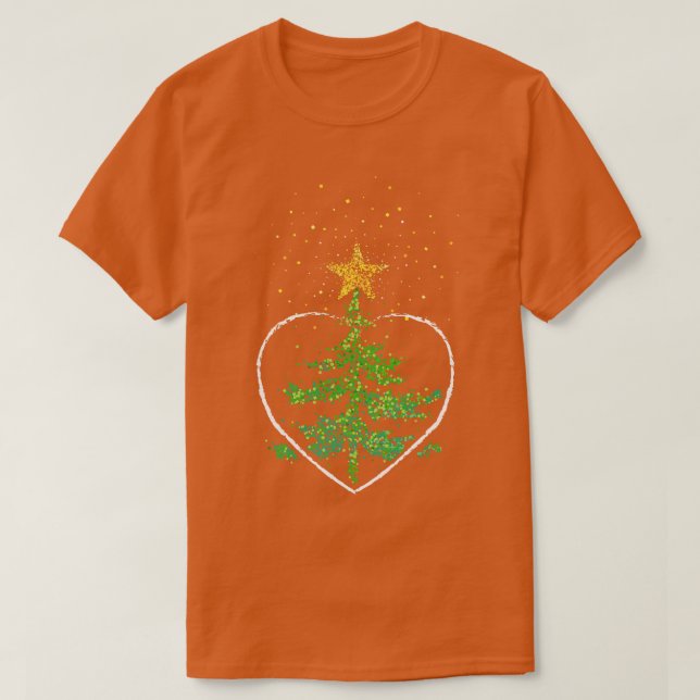 Christmas Tree Heart Christmas Tree Poinsettia T-Shirt (Design Front)