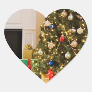 Christmas tree heart sticker
