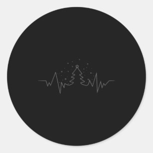 Christmas Tree Heartbeat Funny For Xmas Lovers  Classic Round Sticker