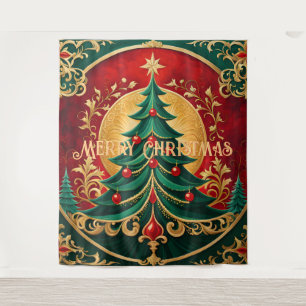 Christmas Tree Holiday Backdrop Tapestry