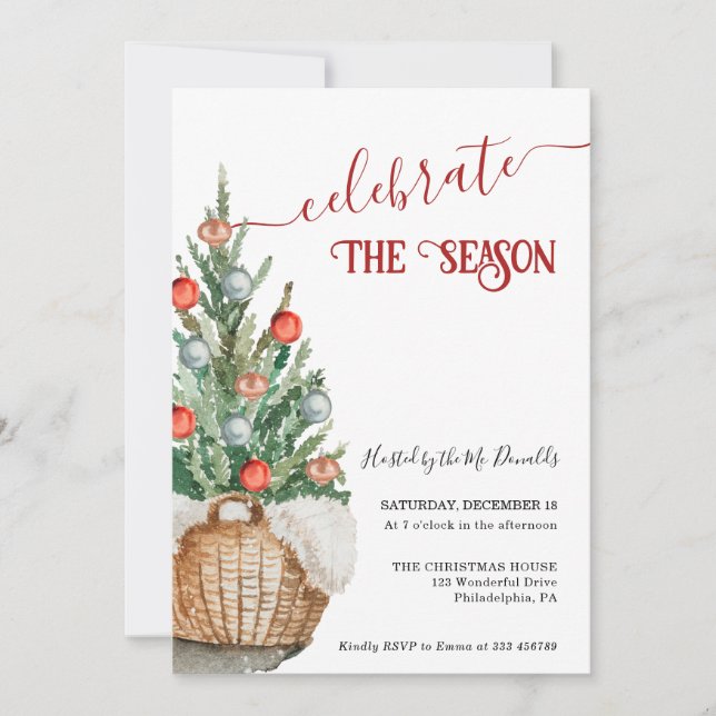 Christmas tree Holiday Dinner Invitation (Front)
