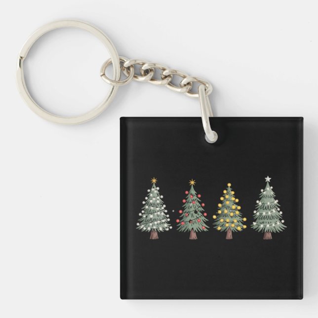 Christmas Tree Holiday Gift Winter  Key Ring (Front)