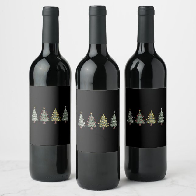 Christmas Tree Holiday Gift Winter  Wine Label (Bottles)