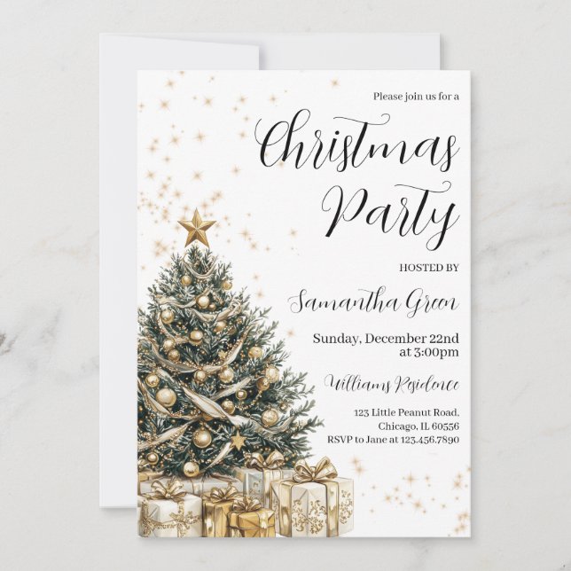  Christmas Tree Holiday Party Invitation (Front)