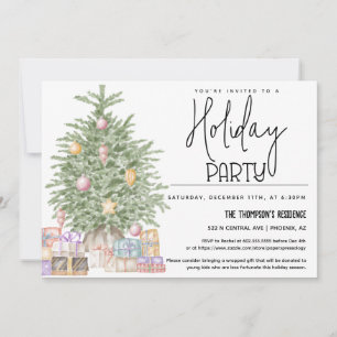 Christmas Tree Holiday Party Invitation with Gifts