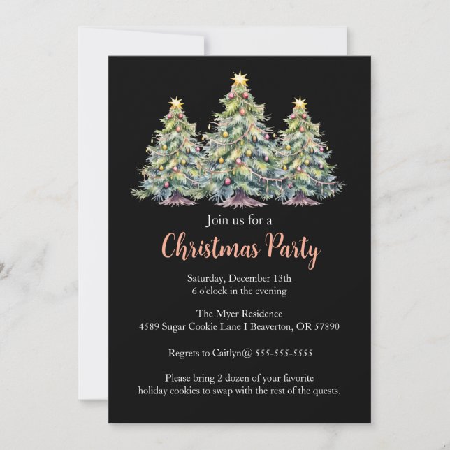 Christmas Tree Holiday Party Invite (Front)