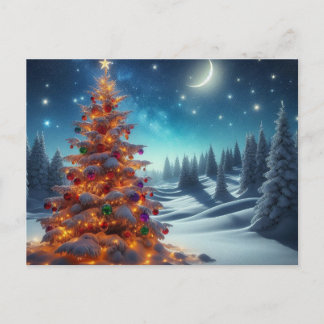 Christmas tree holiday postcard