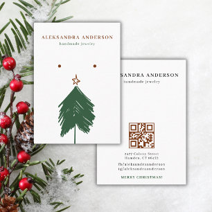 Christmas Tree Holiday Red Green Display Business Card
