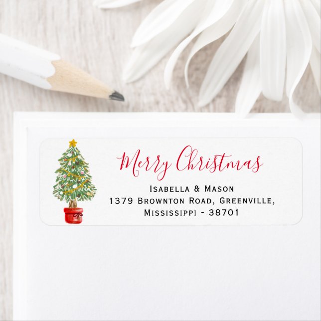 Christmas Tree Holiday Return Address Label (Insitu)