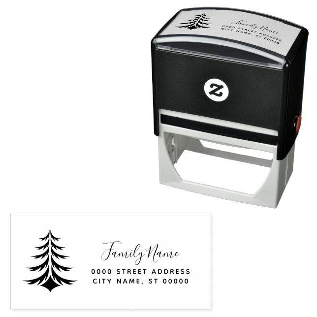 Christmas Tree Holiday Return Address Self-inking Stamp (In Situ)