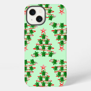 Christmas Tree Holiday Sea Turtles on Green iPhone 13 Case