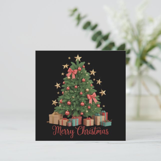 Christmas Tree Holiday Winter Gift  Card (Standing Front)