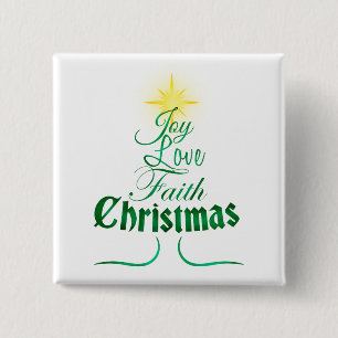 Christmas Tree Holiday Word Art 15 Cm Square Badge