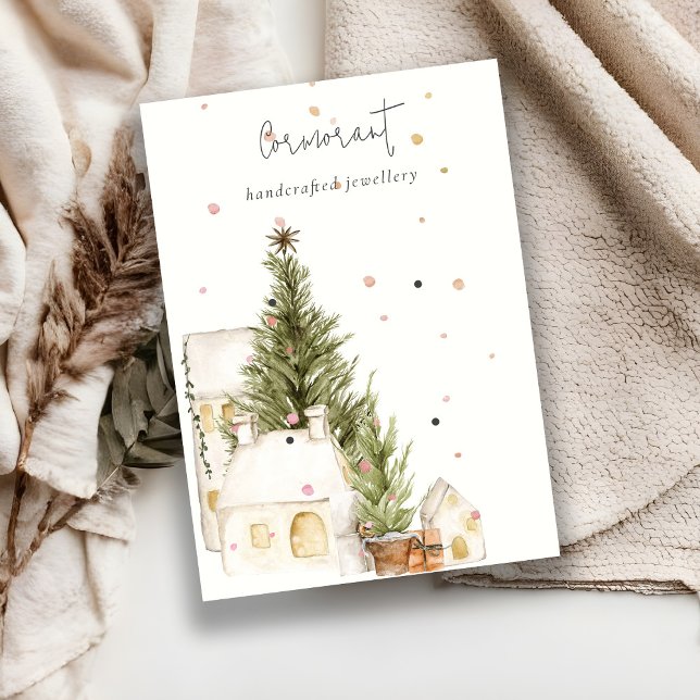 Christmas Tree House Snow 2 Earring Stud Holder Business Card (Creator Uploaded)