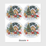 Christmas Tree House Stocking Snowman Sheet<br><div class="desc">Sticker sheet for gifts</div>