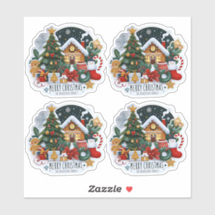 Christmas Tree House Stocking Snowman Sheet