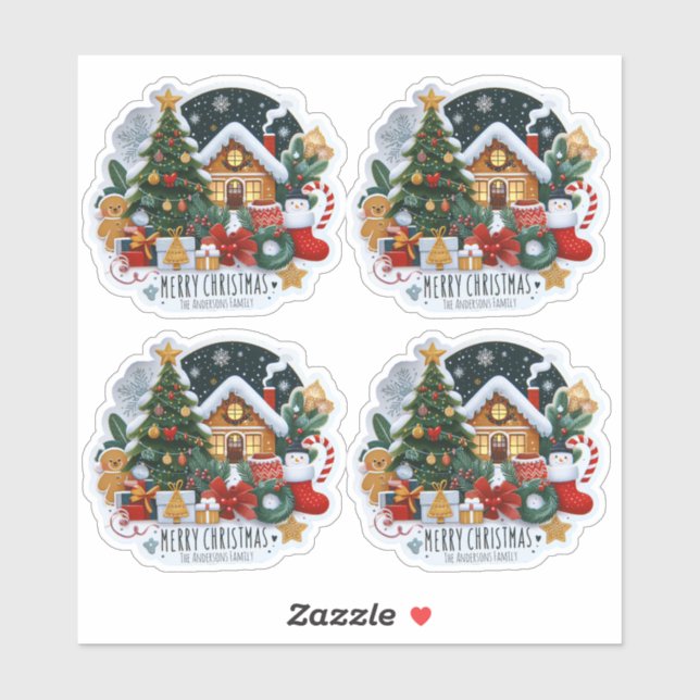 Christmas Tree House Stocking Snowman Sheet (Sheet)
