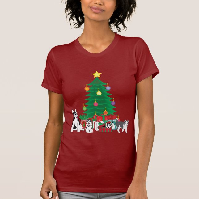 Christmas Tree Huskies Shirt (Front)