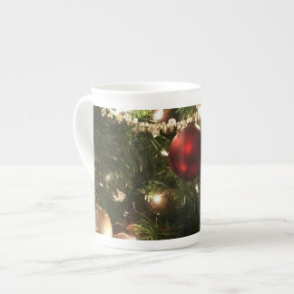 Christmas Tree I Holiday Pretty Green and Red Bone China Mug