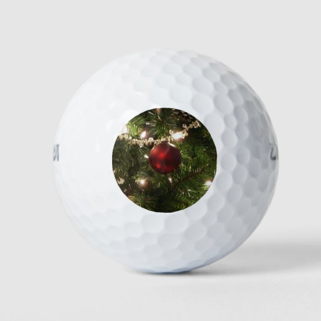Christmas Tree I Holiday Pretty Green and Red Golf Balls (Front)