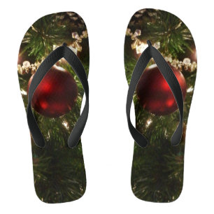 Christmas Tree I Holiday Pretty Green and Red Jandals