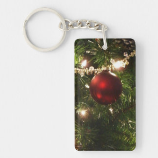 Christmas Tree I Holiday Pretty Green and Red Key Ring