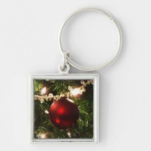 Christmas Tree I Holiday Pretty Green and Red Key Ring