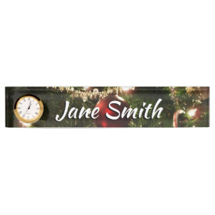 Christmas Tree I Holiday Pretty Green and Red Nameplate