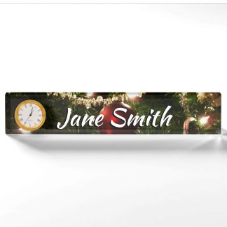 Christmas Tree I Holiday Pretty Green and Red Nameplate